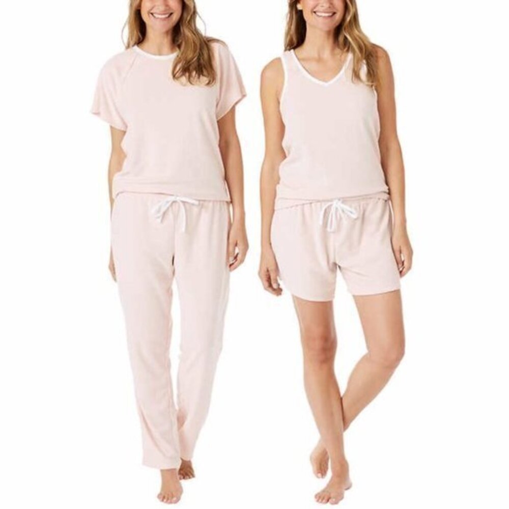 Lucky Brand Womens Pajama Set 4-piece Terry Small Pink